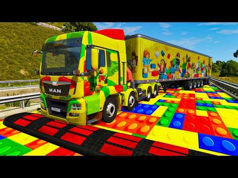 Trucks Cars vs Massive Speed Bumps vs Giant Bulge BeamNG Drive