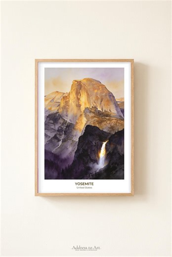 Yosemite Half Dome Sunrise Glacier Point Watercolor Art Print, Landscape Art Print Nature Decor, US Travel Poster, AT-1907 - Etsy