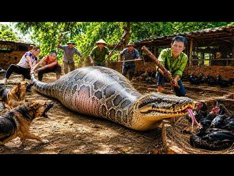 72 Hours No Escape: Giant Python Invades 1000 Muscovy Ducks, Dogs and Farmers Fight Back!