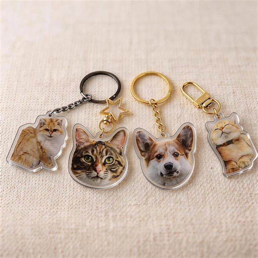 Custom Cat Keychain, Dog Lover Birthday Gift, Puppy Acrylic Keychains - Etsy