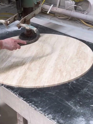 From Rough to Refined – Polishing a Natural Hole-filled Travertine Table #travertinetable