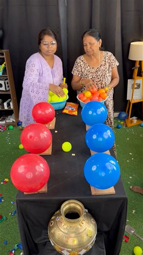 24K views · 68 reactions | Mom vs sis part three roll ball blue vs red two popping pop balloons win chips nice wow best game 56339098954 amazing game challenge | Vk challange Vlog | Facebook