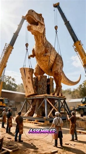 Building a 20M Giant T-Rex from Wood 🦖 Insane Transformation! #woodcarving #craftsmanship