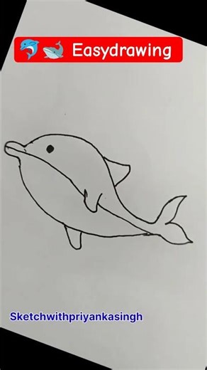 🐬 🐬 Draw a small Easy Dolphin 🐬 Easydrawing#reels #artsketch #art #shorts #sketch #viral #new