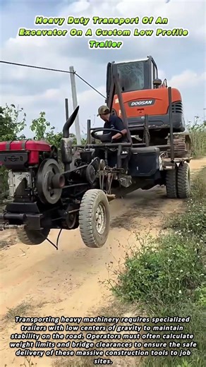 Heavy Duty Transport Of An Excavator On A Custom Low Profile Trailer