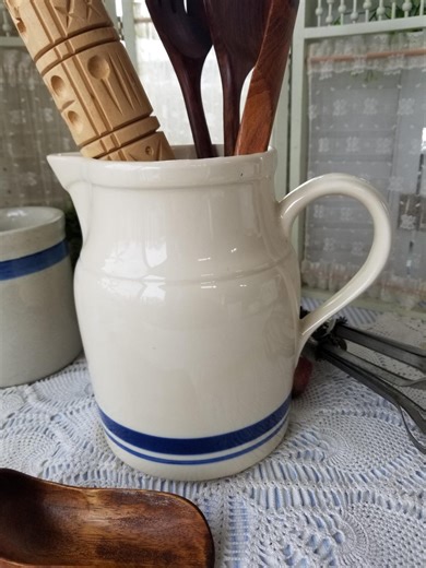 Fabulous Blue Stripe Roseville Pottery Pitcher. This Vintage Pottery Pitcher is a Must-have for Your Tennessee Farmhouse Kitchen. - Etsy