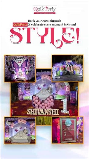 Elegant Birthday Theme Decoration | Premium Event Setup by Quik Party