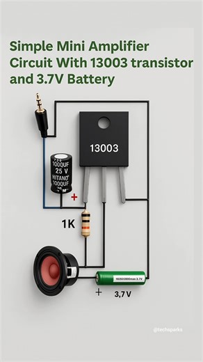 Simple Mini Amplifier Circuit Using 13003 Transistor 🔊 | DIY 3.7V Battery Amplifier | Easy project