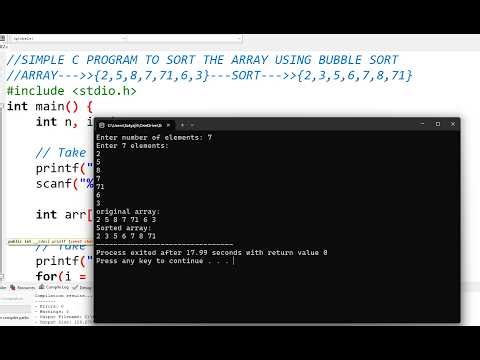 SIMPLE C PROGRAM TO SORT THE ARRAY USING BUBBLE SORT