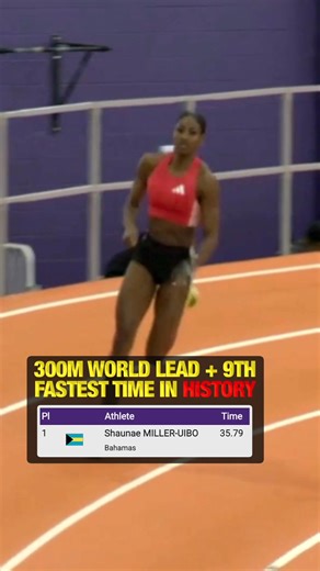 🇧🇸Shaunae Miller-Uibo running 35.79 300m world lead and 9th-fastest time in history! 🙌 | Travis Miller