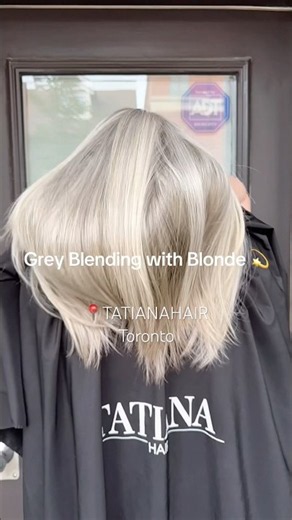 Blending grey with ash blonde highlights #greyblending #platinumblondehair #hair