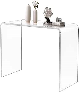 Acrylic Console Table, 37.5" L*15.25" W *29.25" H, 4/5" (20mm) Thick Modern Lucite Desk, U-Shape Clear Entryway Table 220 LBS Weight Capacity,No Assembly Required Acrylic Sofa Table