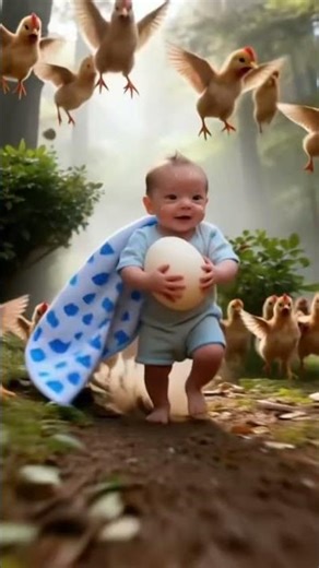 Baby running chicken #babytwins