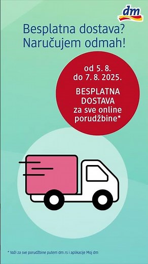Besplatna dostava od 5.8 - 7.8. za online porudžbine!