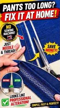 How to Shorten Jeans in 5 Minutes (No Sewing Machine) #shorts