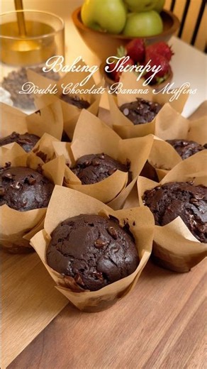 Chocolate Banana Muffins- My Baking Therapy🍫🍌🧁 #baking #easybakingideas #cozybaking