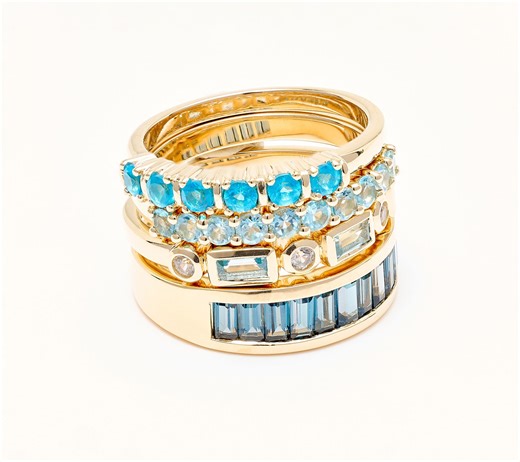 Affinity Gems Multi Blue Gem 4 Stacking Ring Set, Sterling - QVC.com
