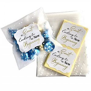 A Sweet Ending To A New Beginning Party Favor Kit by Adore By Nat - 30 Sticker Labels and 30 Bags