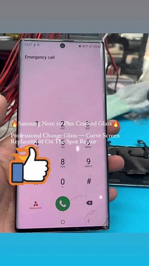 🔥Samsung Note 10 Plus Cracked Glass🔥 Professional Change Glass — Curve Screen Replacement On The Spot Repair Call/ Whatsapp： 60108289706 | High Tech Mobile Repair Service