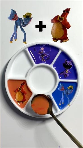 Lily + HuggyWuggy + Chom Chompkins | Poppy PlayTime 5 color mix #colormixing #poppyplaytime #shorts