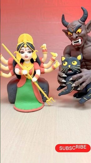 Make Clay Maa Ambe with Billi Making Step By Step | Navratri Special Clay Art Ideas ✨