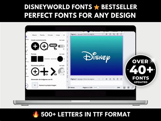 40  Disney TTF Fonts, Cartoon Alphabet Fonts Bundle, Frozen, Princess, Lilo & Stitch, Canva Digital File, Disneyworld Fonts Pack Bestseller - Etsy