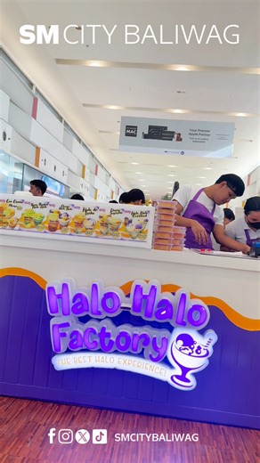 Beat the heat the sweetest way. 🍧 Halo-Halo Factory is officially open and ready to serve your favorite halo-halo creations. Don’t miss out—visit them today at the SM City Baliwag, Ground level. ❄️🍮 #EverythingsHereAtSM #HereComesTheFunAtSMCityBaliwag | SM City Baliwag