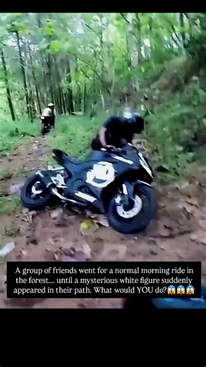 Scary_Encounter5 on Instagram: "In February 2024, early in the morning, three friends were riding their motorcycles through a peaceful green forest. Everything felt calm and normal… until the friend in front suddenly stopped. One of the friends took one look at the strange white figure standing on the path and instantly ran away in fear. The other friend, confused and curious, tried to understand what it was. It wasn’t moving at all — he couldn’t tell if it was a person, a statue, or something e