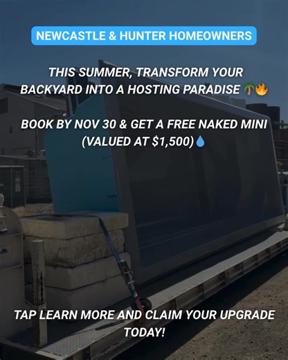 ☀️ Newcastle & Hunter homeowners — summer’s almost here. Imagine your backyard alive with BBQs, kids diving in, and long nights that start with a swim under the stars. Now imagine all that without the sting of chlorine or salt. Book your Harvest Pool before 30th November and we’ll upgrade you with a FREE Naked Mini Freshwater System (valued at $1,500). That means: 💧 Crystal-clear freshwater swimming 💧 Gentle on skin, hair, and eyes 💧 Lower running costs easier upkeep Built right here in the H