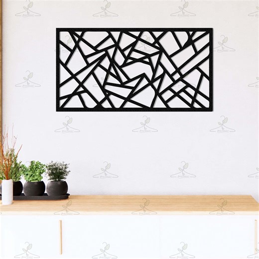 Modern Geometric Metal Wall Art, Minimalist Black Wall Sculpture - Etsy