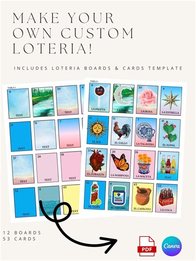 Build Your Own Loteria - Drag & Drop Loteria Cards and Boards Template - Etsy