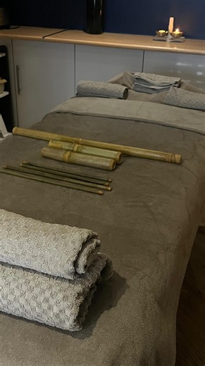 🍃 Bamboo Massage- Have you tried it yet? Deep muscular relief with warm bamboo sticks, soothing, stress relief, melting muscular pain and discomfort. Rollaway your stress.. #bamboo #muscles #stress #relaxation | Shona Claire Beauty