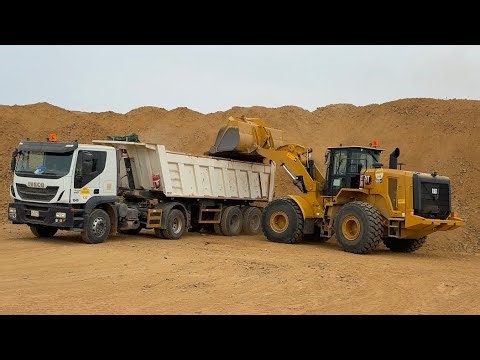 CAT 966G Wheel Loader 🚜 Load Base Course Truck 30 km drive on road 4K 📷Video
