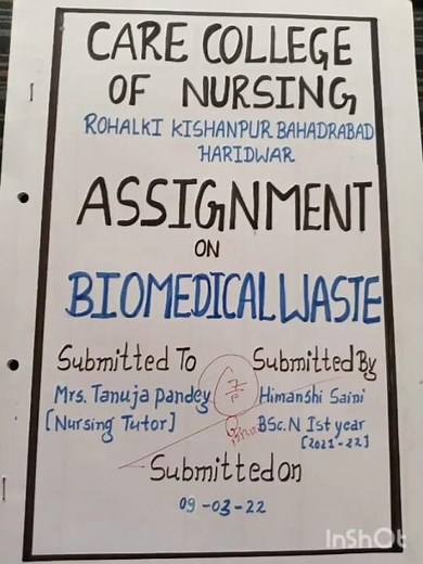 Assignment on Biomedical waste Management☣️♻️ #bmw #FON #bscnursing 💉💊
