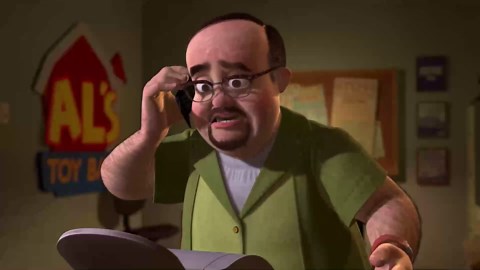 'It's him. The Chicken Man.Buzz Lightyear #2:Funny, he doesn't look like poultry.' | Toy Story 2 scene