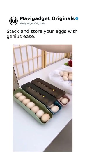 Link in Bio @dailycoolproducts Product: Automatic Stackable Refrigerator Egg Storage Box 💎 Find