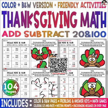 Add Subtract within 20,100 with regrouping Reveal the Mystery Picture Activities