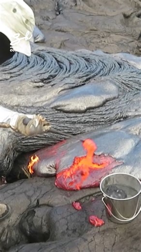 8.2M views · 32K reactions | Brave or crazy? Collecting lava, heat-seeking thrill!  I : U.S. Geological Survey (USGS) #lava #science #fire | Supercar Blondie | Facebook