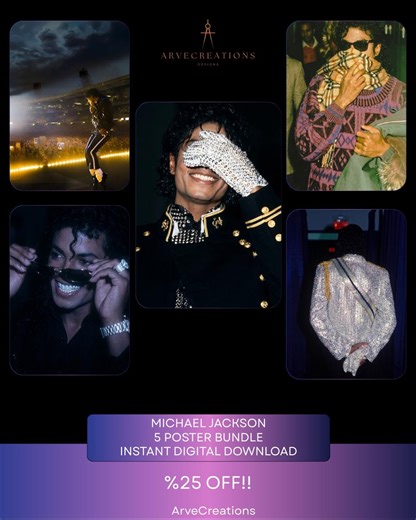 Michael Jackson Digital Download Bundle - 5 Wall Art Posters, Pop Music Decor, Instant Printable Gift - Etsy