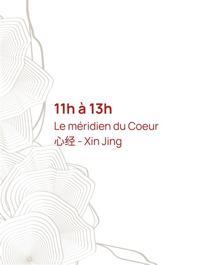 🌞 11h–13h : le pic d’énergie du Cœur! Tu ressens une agitation intérieure, des palpitations légères ou une fatigue mentale en fin de matinée ? Selon la Médecine Traditionnelle Chinoise, cette tranche horaire correspond au moment où l’énergie du Cœur est à son maximum. En MTC, le Cœur gouverne la circulation du sang et abrite le Shen (l’esprit). Lorsqu’il est déséquilibré, cela peut se manifester par : • sensation que le cœur s’accélère • nervosité ou irritabilité • rougeur ou chaleur soudaine •