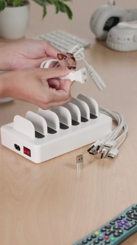 50W Charging Station for Multiple Devices, 6 Port Multi USB Charger Station