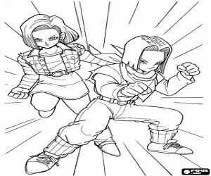 Cyborg androids from Dragon Ball coloring page printable game