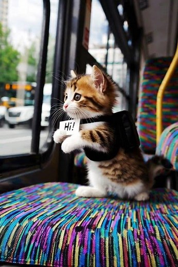 🐾 Kitten’s First Bus Ride | Saying “Hi!” to Everyone 🐱✨