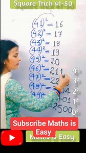 41 to 50 Square Trick , Finding Square is so much fun🥰 Subscribe our YouTube channel Maths is Easy for more videos #shorts #fbshorts #vedicmaths | Maths is easy