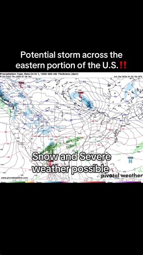 A storm system appears to be setting up across the eastern portions of the U.S. which will bring the potential for severe weather and snow. #weather #storm #tornado #warning #fyp