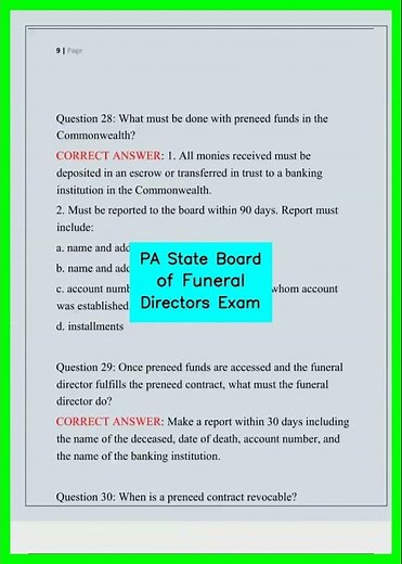 PA State Board of Funeral Directors Exam video