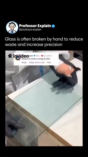 Professor Explain 🤯 on Instagram: "Glass can be broken by hand in a controlled way when force is guided rather than applied randomly. By creating a deliberate weakness and applying pressure thoughtfully, cracks follow predictable paths instead of causing the glass to shatter uncontrollably. This technique is widely used by glaziers and glass artists to achieve precision and reduce waste. It allows custom shapes to be made efficiently without relying solely on heavy machinery, demonstrating how