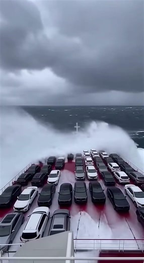 Cars Getting Destroyed by Monster Waves at Sea #maritime #danger #storm