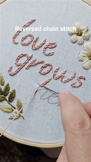 Reversed chain stitch quick tutorial #embroidery #tutorial #diy #handmade #craft #stitch