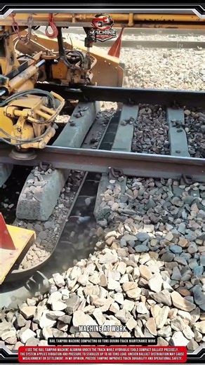 Rail Tamping Machine Compacting 60 Tons During Track Maintenance Work